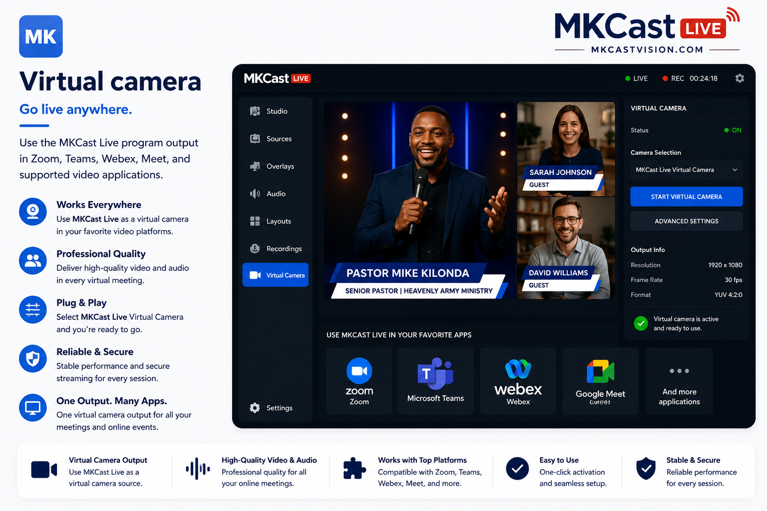 MKCast Virtual Camera in MKCast Live